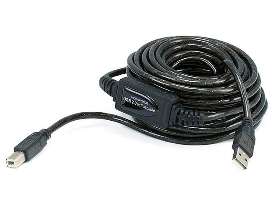 Monoprice USB-A to USB-B 2.0 Cable - Active, 28/24AWG, Black, 33ft