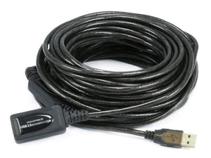 Monoprice USB-A to USB-A Female 2.0 Extension Cable - Active, 28/24AWG, Repeater, Kinect & PS3 Move Compatible, Black, 32ft