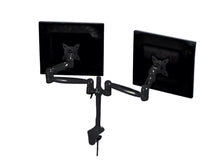 Load image into Gallery viewer, Tilt/Swivel DUAL Monitor Desk Mount Bracket (max 18 lbs per arm, 15~22inch) - Black