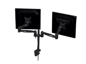 Tilt/Swivel DUAL Monitor Desk Mount Bracket (max 18 lbs per arm, 15~22inch) - Black