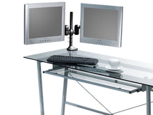 Load image into Gallery viewer, Tilt/Swivel DUAL Monitor Desk Mount Bracket (max 18 lbs per arm, 15~22inch) - Black