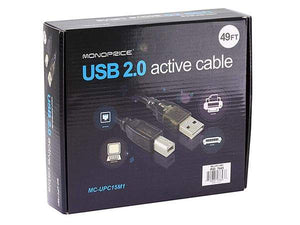 Monoprice USB-A to USB-B 2.0 Cable - Active, 28/24AWG, Black, 33ft