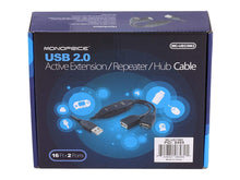 Load image into Gallery viewer, Monoprice 2 Port USB-A to USB-A Female 2.0 Extension Cable - Active, Repeater, Black, 16ft