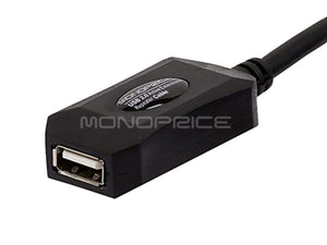 Monoprice USB-A to USB-A Female 2.0 Extension Cable - Active, 20/28AWG, Repeater, Kinect & PS3 Move Compatible, Black, 16ft