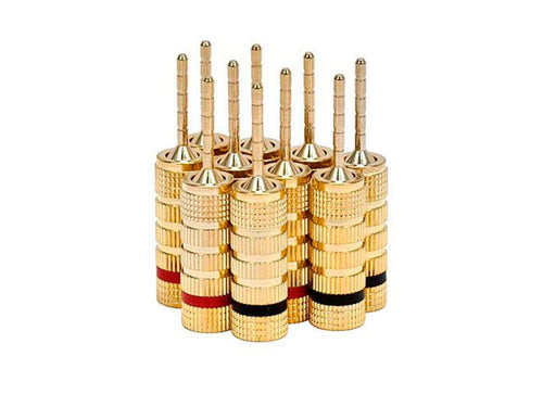 Monoprice 5 PAIRS OF High-Quality Gold Plated Speaker Pin Plugs  Pin Screw Type